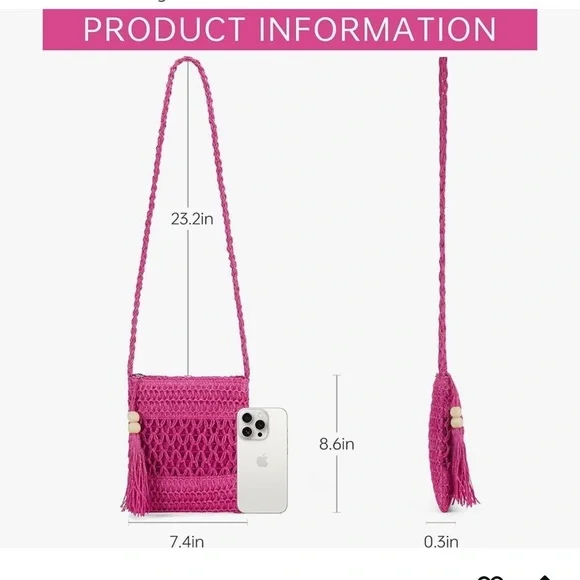 Beach Straw Purse For Women: Straw Bags Crossbody Shoulder Handbags (new) - Picture 6 of 6